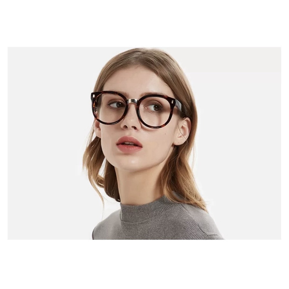 Firmoo M181102 Tortoise Brown Round Eyeglasses Gold Bridge TR Frame 53-22-151